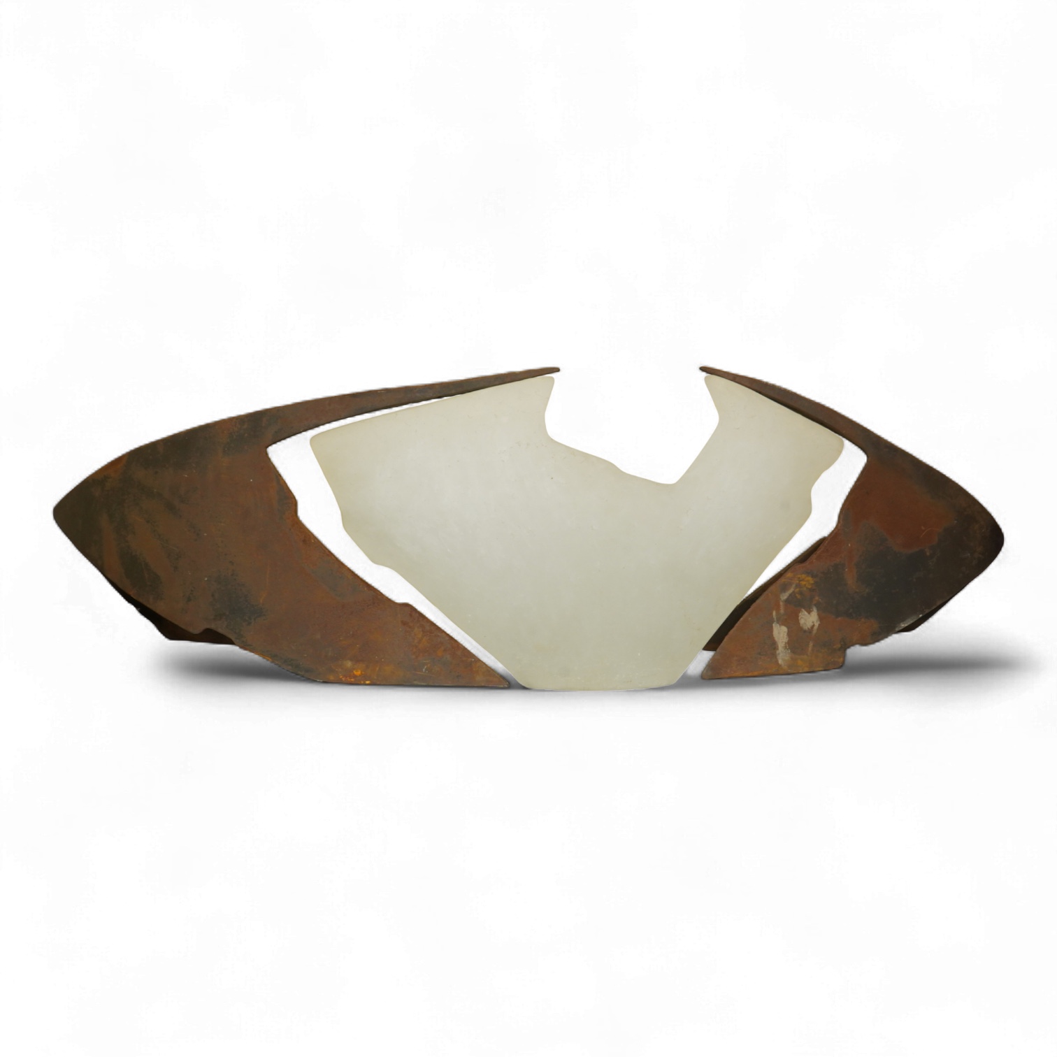 Sally Rogers, contemporary fabricated steel and cast glass installation, 45cm wide